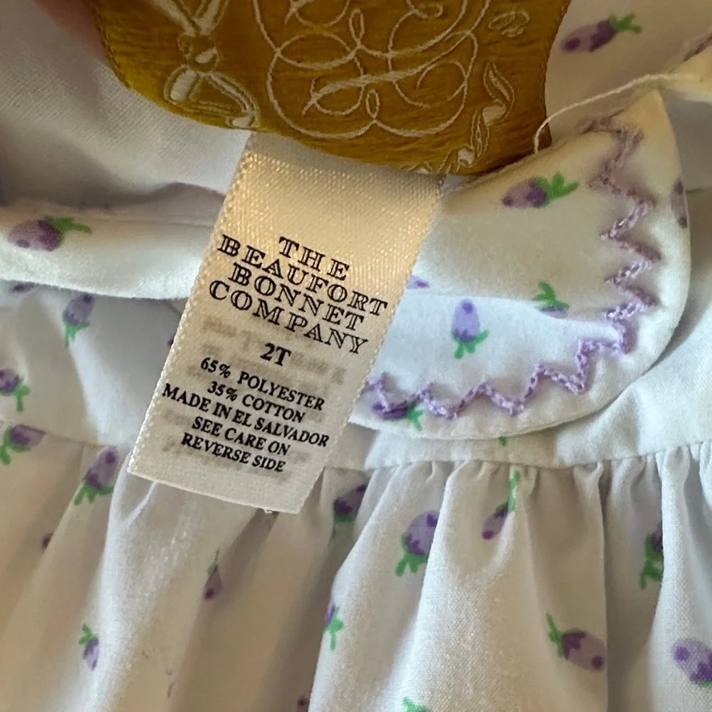 The Beaufort Bonnet Company White and Purple Kids Dress
